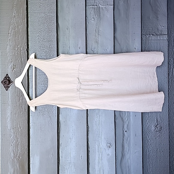 cream linen dress women Bohemian Linen Dress in Cream, Long Sleeved Linen Maxi Dress, Sustainable Linen Dress White, Summer Wedding Boho Dress, Plus Size Linen Dress, S / main image 0